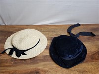 (2) Vtg Womens Hats- Bentmar Straw, Unmarked Felt