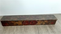 Vtg Wooden Box w/ Engraved Roses 30x5x4