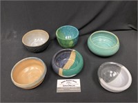 Glazed Pottery Bowls Marked JS RM JM 4.5" Across