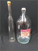 (2) Vtg Glass Bottles 14x6 & 15.5x2.5