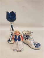 Delft, Doll, And Hand Painted Signed Tulip