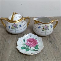 VTG China Sugar&Milk Containers & plate