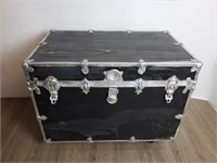 Large Black And Silver Wooden Trunk
