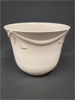 6" Tall White Ceramic Flower Pot 7.5” Across Top
