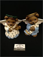Set of Ceramic Angel Bears 9"
