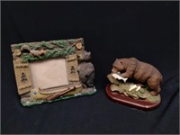 Bear Figurine and Picture Frame 5x6x4 &7x6.5