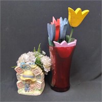 (2) Flower Decorative Items