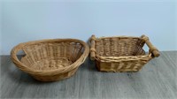 2 Wicker Baskets 15x11x5 12x9x6