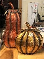 2 Metal Decorative Pumpkins