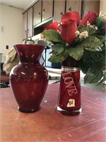 2 Ruby Red Vases