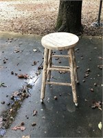Wooden Stool On Casters