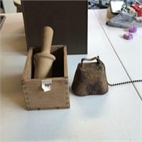 Vintage Wooden Mold And Cow Bell