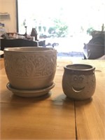 2 Small Pottery Planters