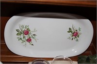 Platter with hand-painted roses, 14" x 60