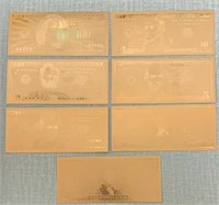 (7) Gold Plated Novelty U.S. Bank Notes