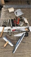 Saws, pipe wrenches, grease guns, mallet, & more
