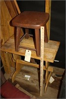 Vintage wood table and stool
