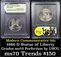 1986-d Liberty Modern Commem 50c Graded ms70, Perf