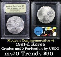 1991-d Korean War Modern Commem Dollar $1 Graded m