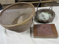 Baskets and carved rosewood box
