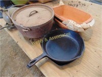 Cast iron ware including skillet and dutch oven &