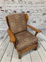 Wing Back Wood Arm Chair