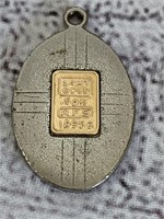 14K Gold Bar .5 GR Set in Pendant
