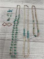 Turquoise Beaded Necklaces & Earrings
