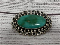 Polished Turquoise .925 Sterling Brooch