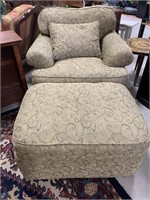 Custom Upholstered Arm Chair w/ Ottoman