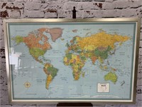 Large Custom Framed Rand McNally World Map