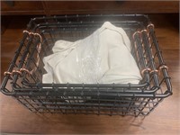 Decorative Wire Baskets w/ Cloth Inserts