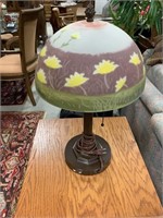 Decorative Table Lamp w/ Painted Glass Shade