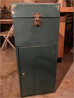 Vintage teal metal storage cabinet