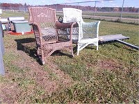 (2) Wicker Chairs - Brown & Mint Green