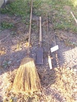 Long Handled Broom, (2) Chisels, Boring Bit