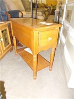 Oak End Table w/Drawer & Lower Shelf,
