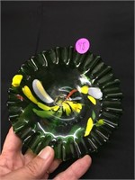 Cool Hand Blown Art Glass Ash Tray