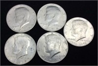 5 Kennedy Half Dollar Coins