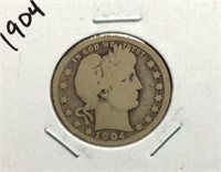 1904 Barber Quarter Dollar Coin