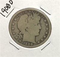 1908-D Barber Half Dollar Coin