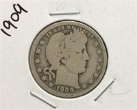 1909 Barber Quarter Dollar Coin