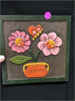 Cute Painted Wooden Vintage Flower Wall Decor