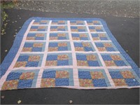 PRETTY BLUE PATCH QUILT 96X106 INCHES