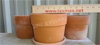 (3) Clay Pots