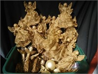 Numerous Gold Colored Ornaments & Tree Decor