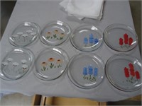 Set of 8 Handpainted Glass Plates