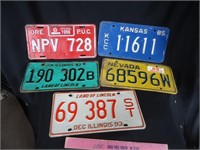 Lot of 5, license plates
