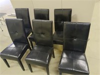 6 Black Leather Chairs
