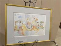Framed Watercolor Carousel by Barbara Preston